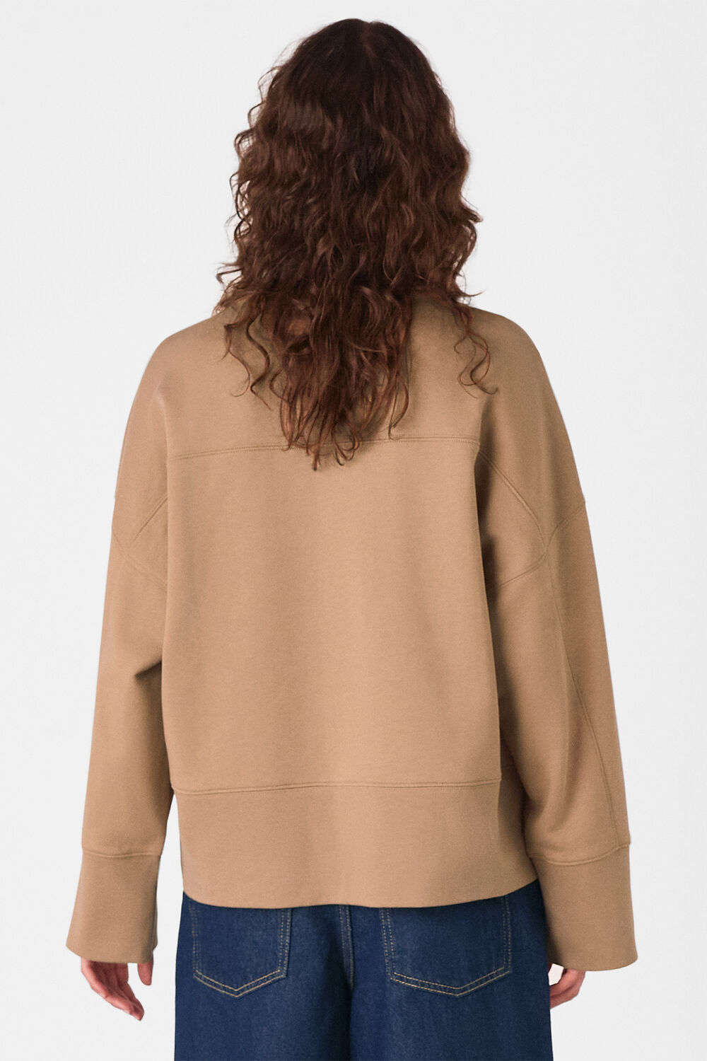 Camel Rib Cuff Detail Jersey Sweat