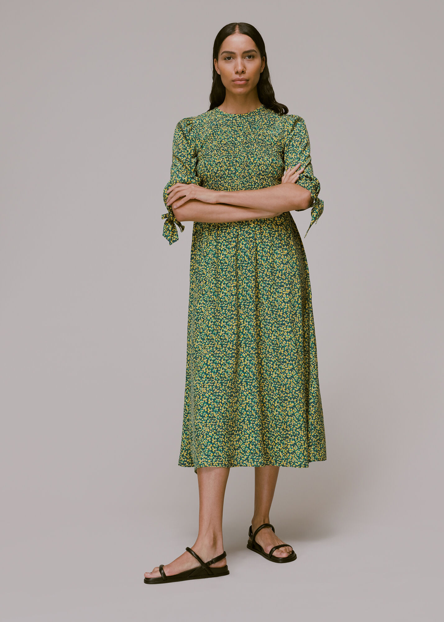 Whistles ditsy green discount dress
