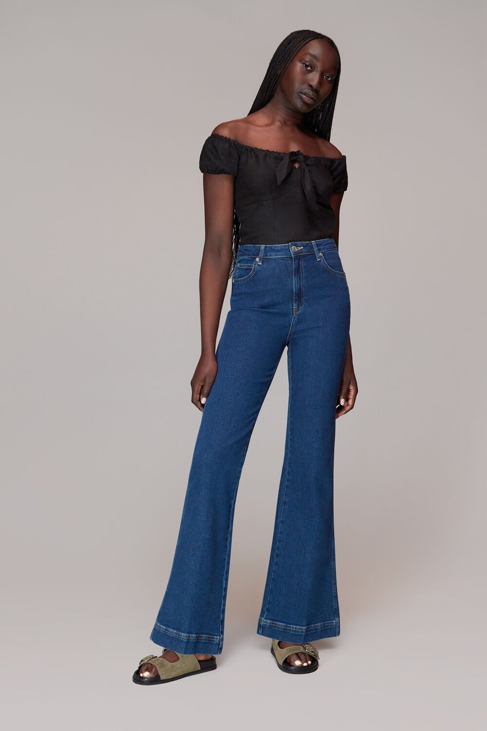Black Off Shoulder Tie Front Top