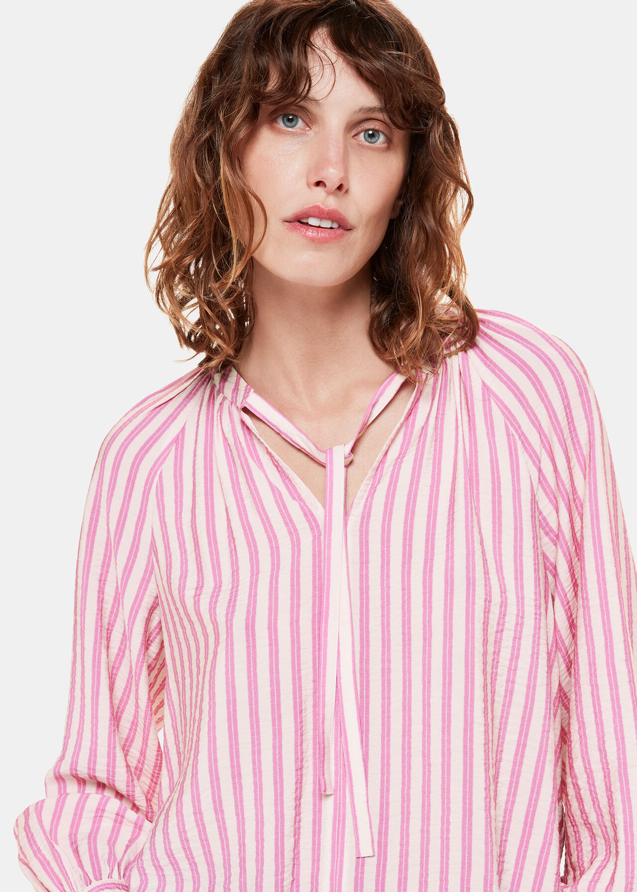 Mia Stripe Tie Neck Blouse