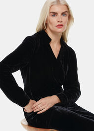 Petite Wrap Velvet Jumpsuit