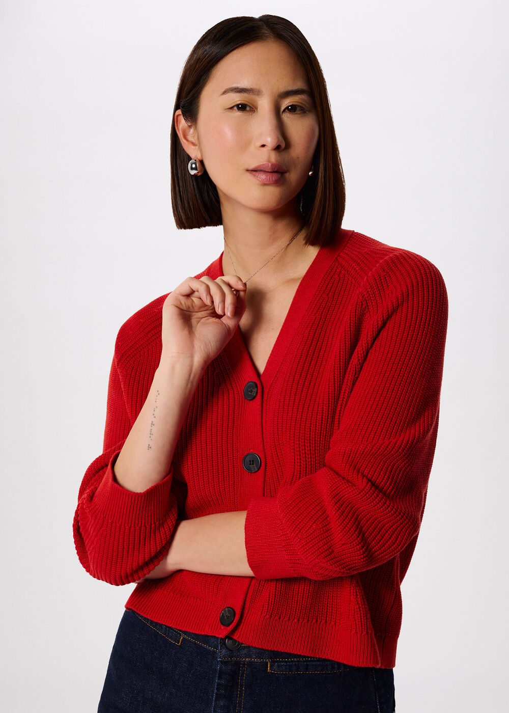 V Neck Cotton Cardigan