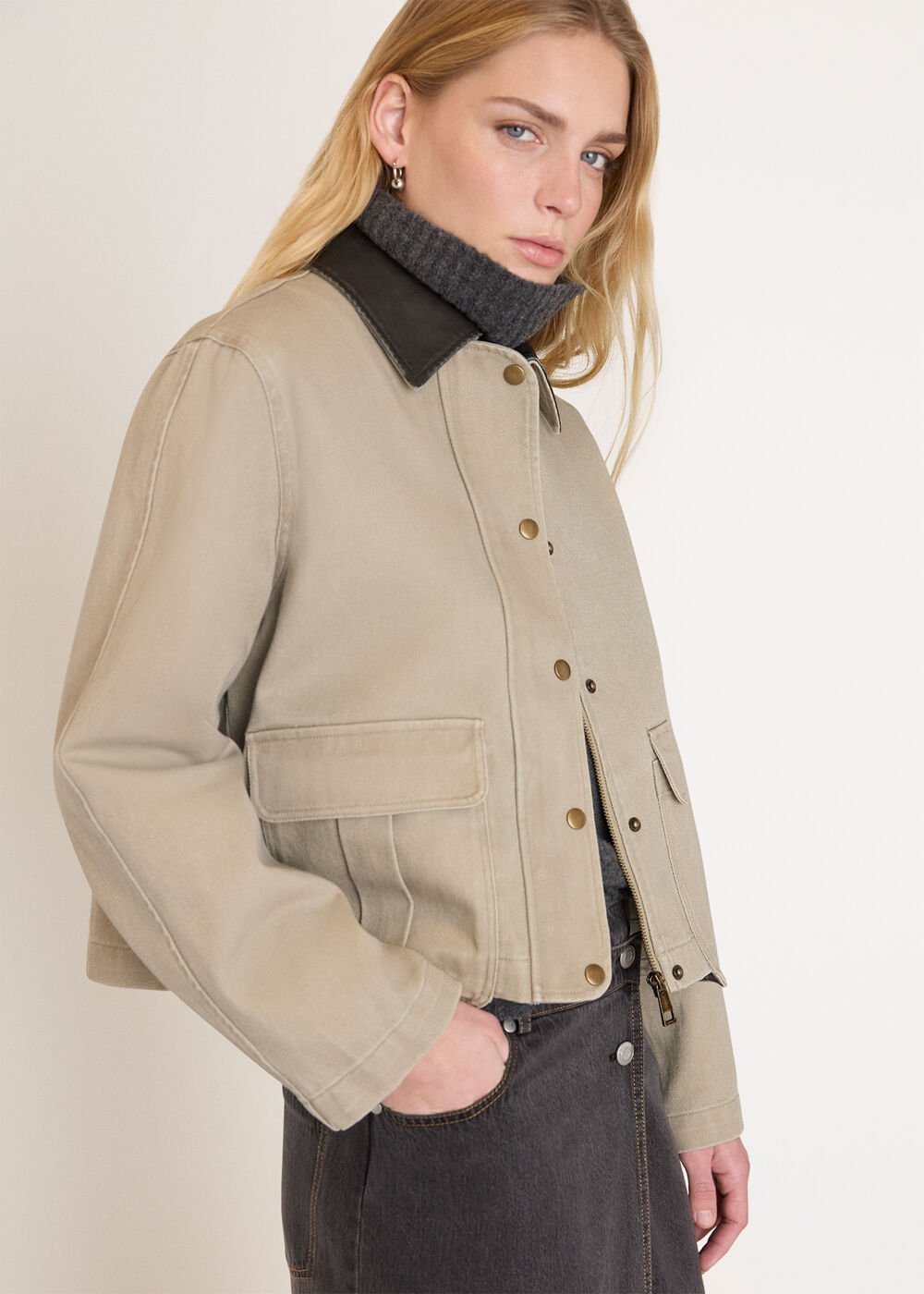 Casual Contrast Collar Jacket