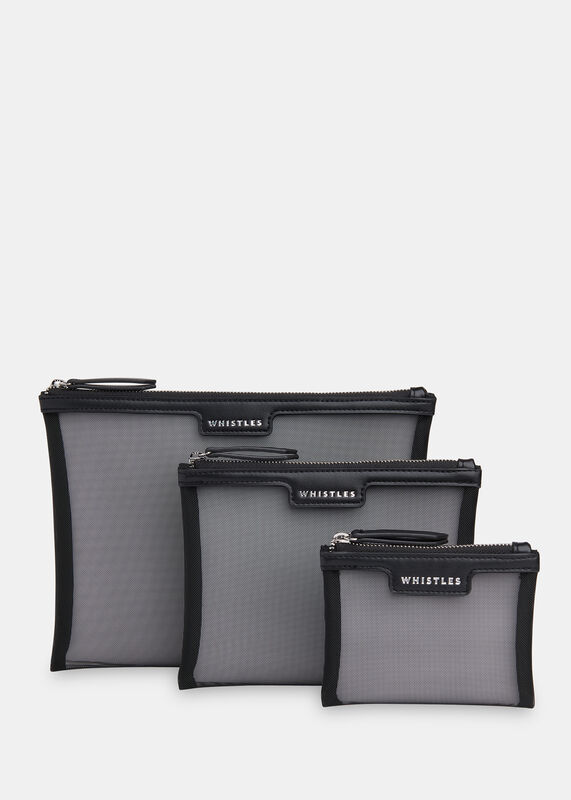 Black 3 Pack Mesh Pouches