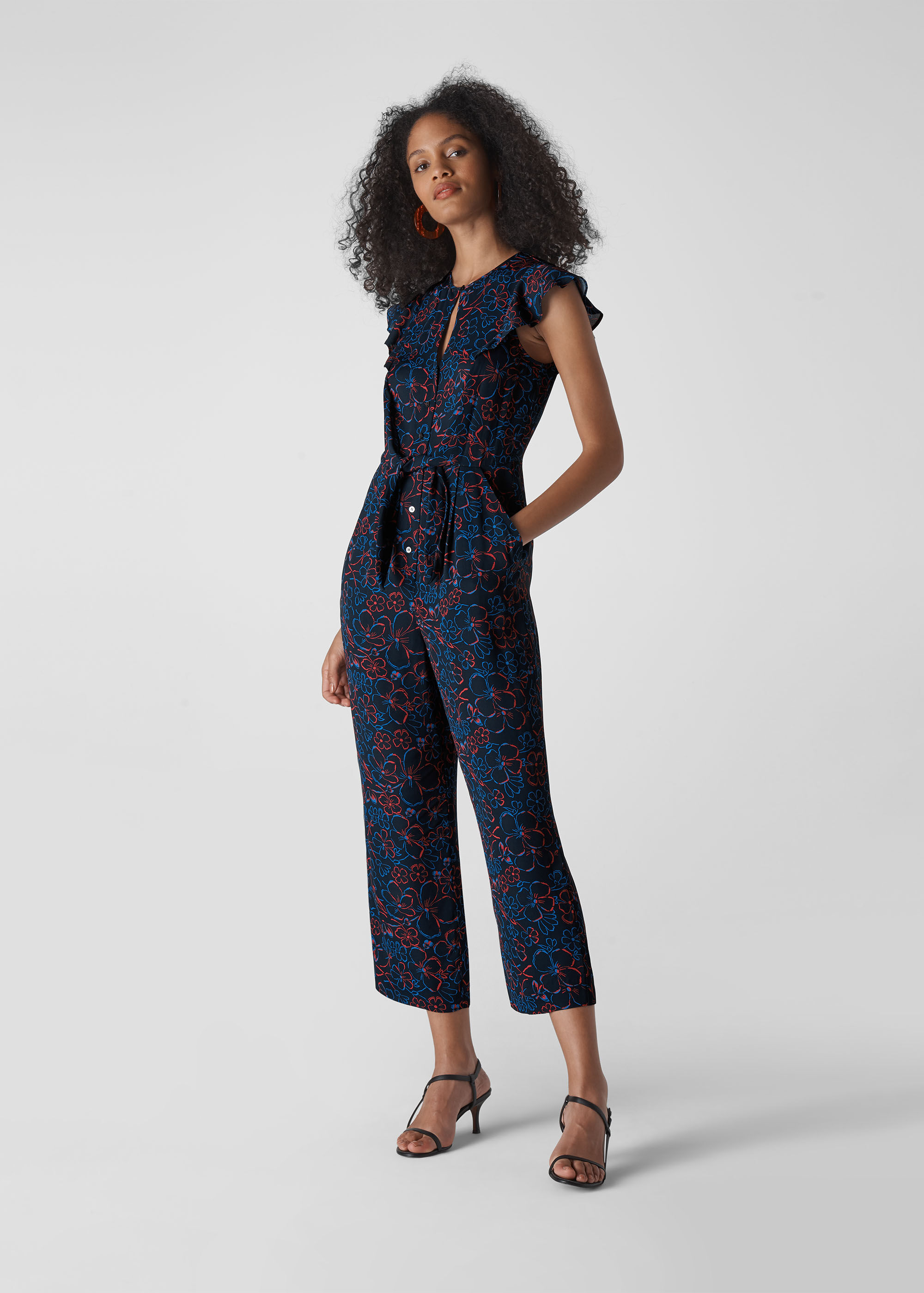 Floral top jumpsuit navy