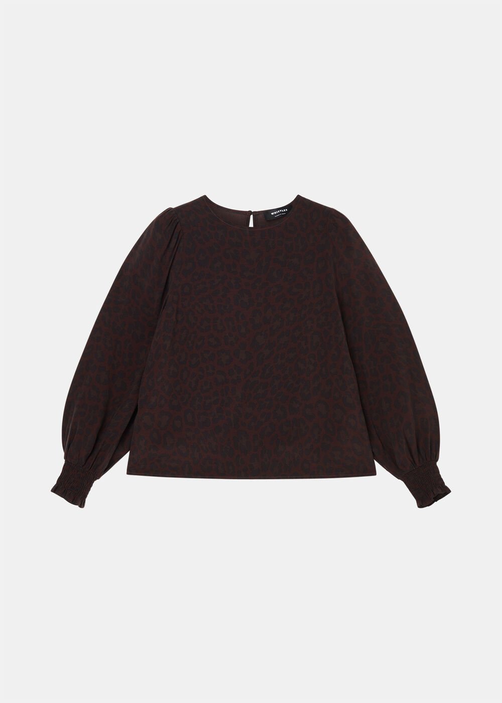 Leopard Shirred Cuff Blouse