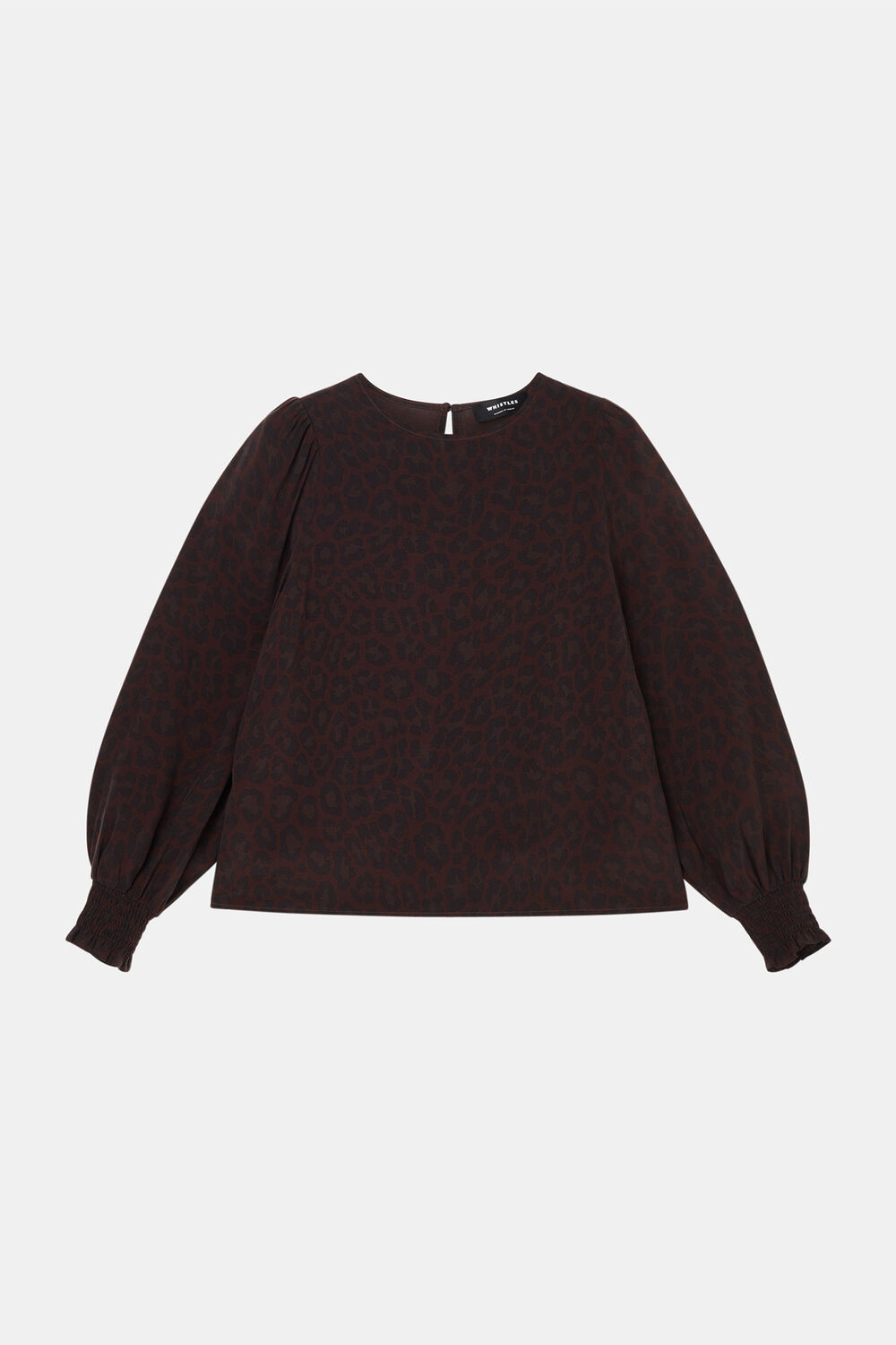 Leopard Shirred Cuff Blouse