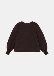 Leopard Shirred Cuff Blouse