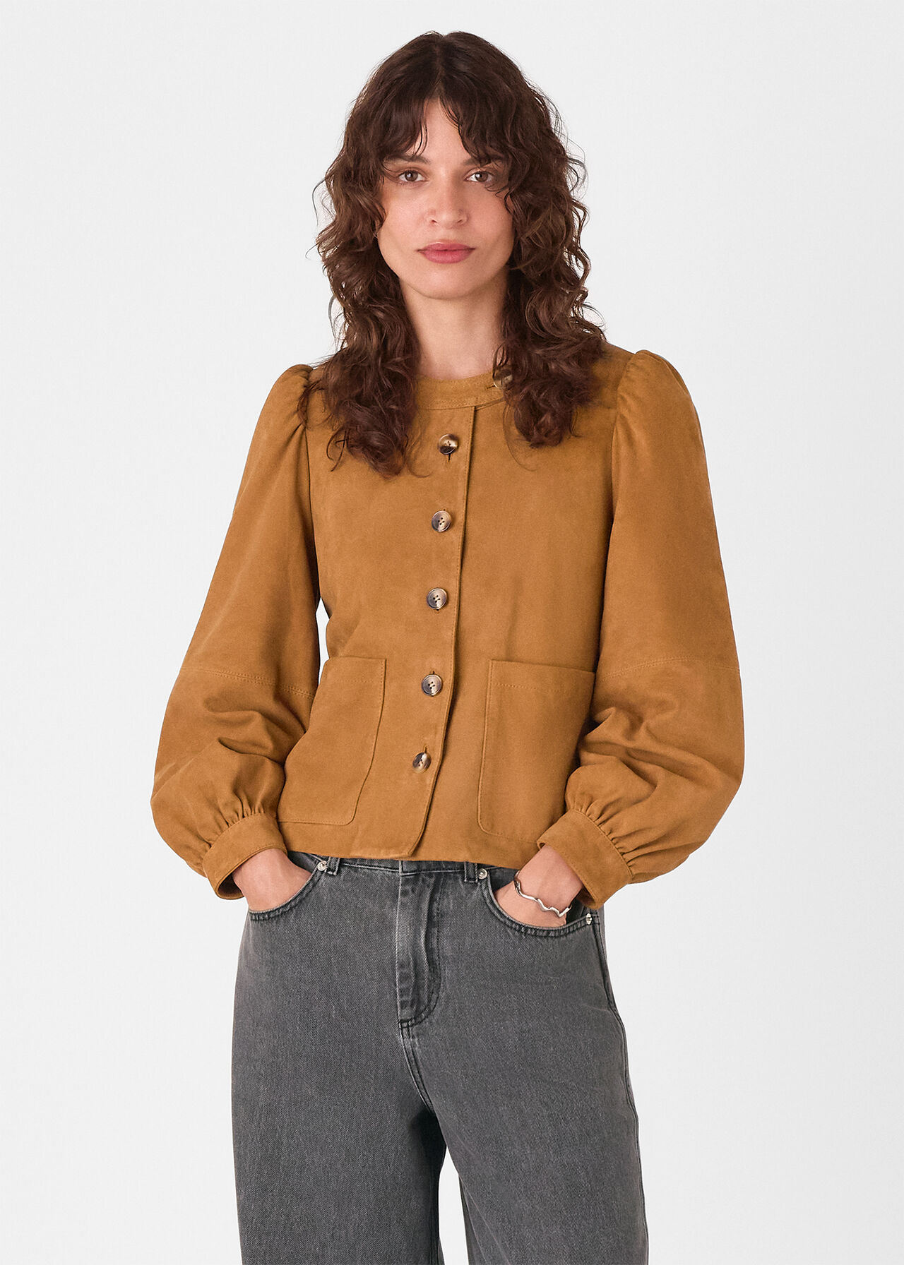 Button Front Suede Jacket