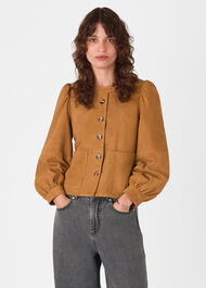Button Front Suede Jacket