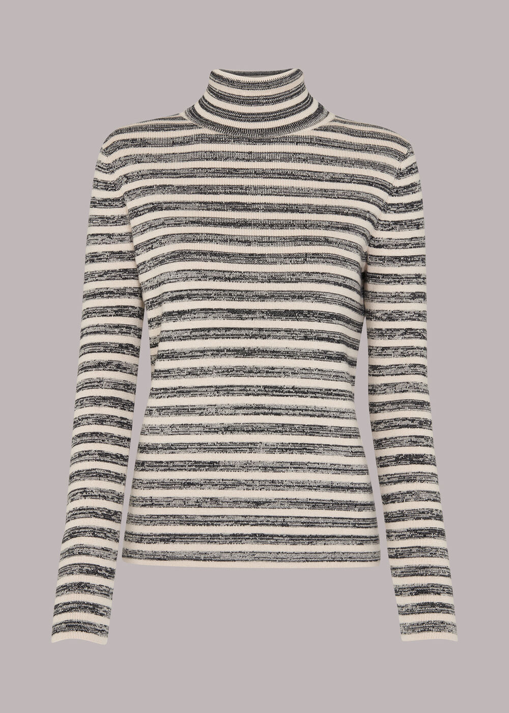 Stripe Polo Neck Knit