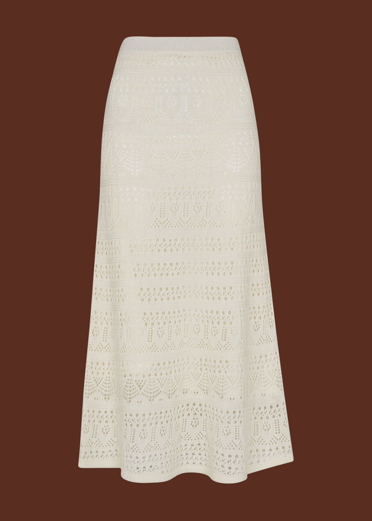 Ivory Crochet Midi Skirt WHISTLES Whistles UK