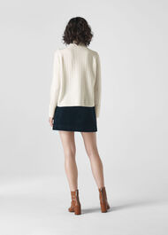 Rib Detail Funnel Neck Ivory/Multi