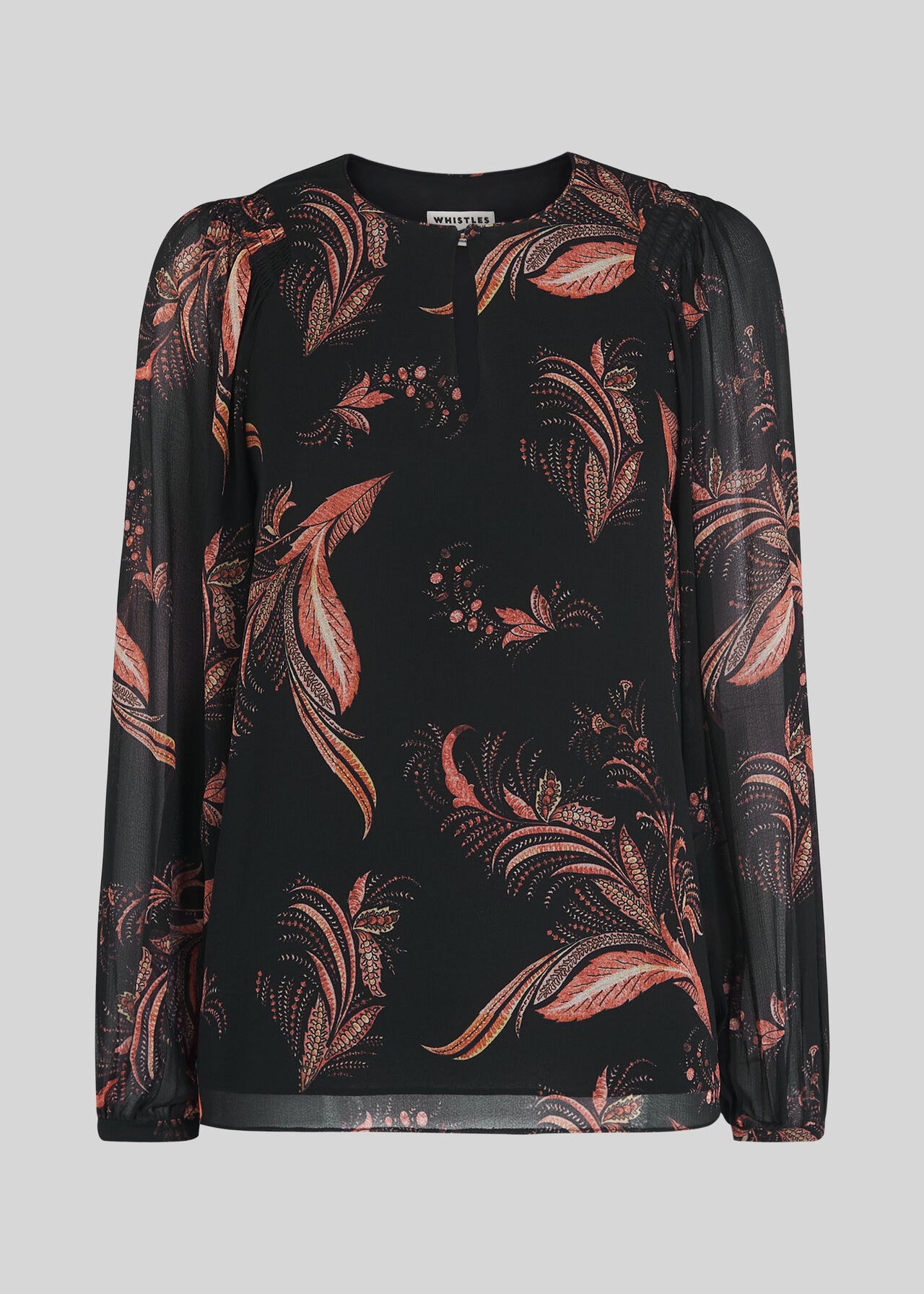 Paisley Leaf Print Blouse Black/Multi