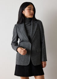 Herringbone Wool Blend Blazer