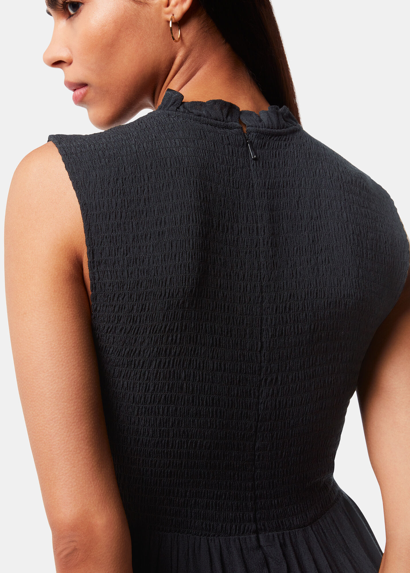 Black Heidi Shirred Bodice Dress | WHISTLES
