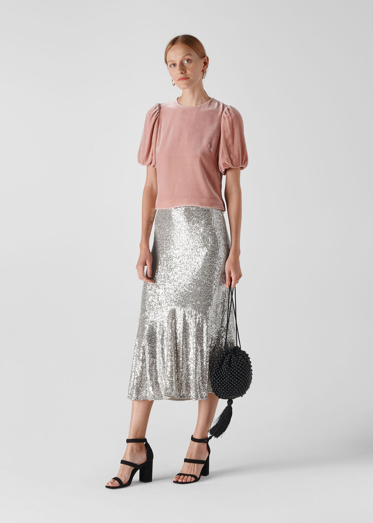 Suki Sequin Skirt Silver