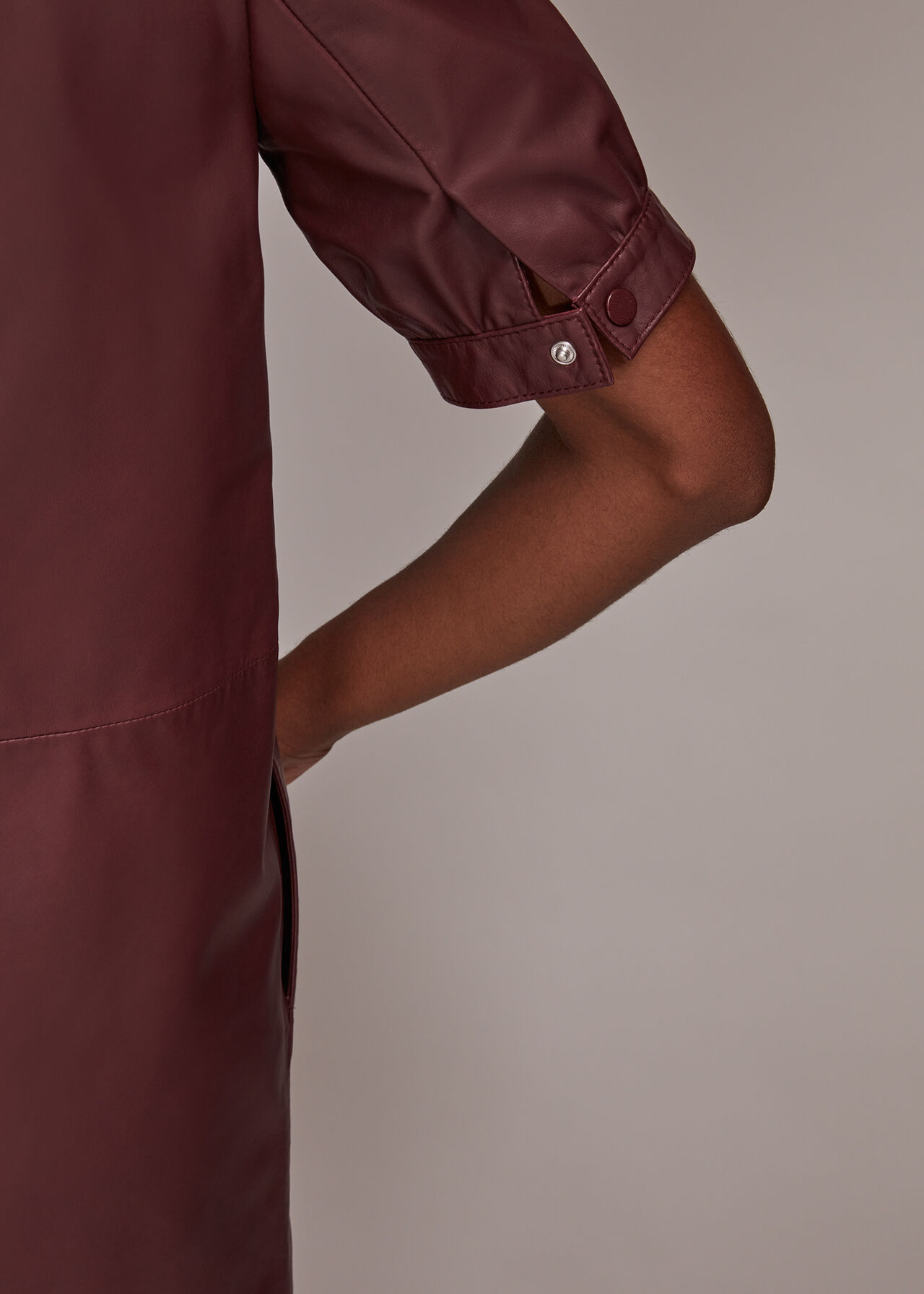 Puff Sleeve Leather Dress