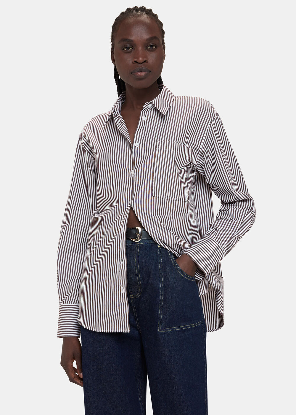 Black Stripe Relaxed Fit Shirt, image size:1000x1400