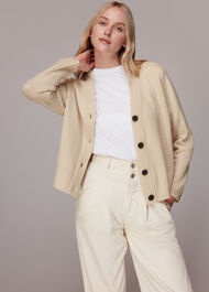 Ribbed Detail Wool Cardigan