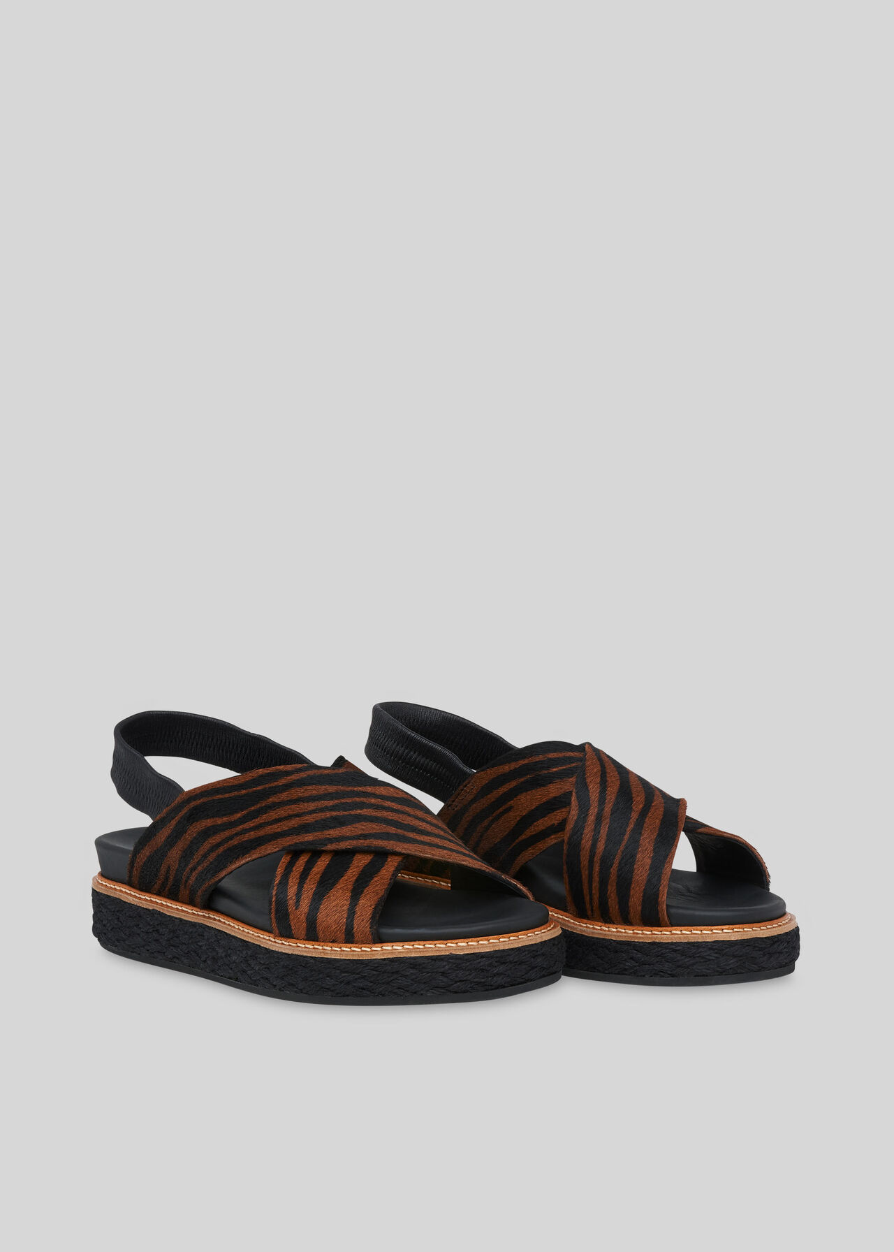 Robyn Tiger Cross Strap Sandal Brown/Multi