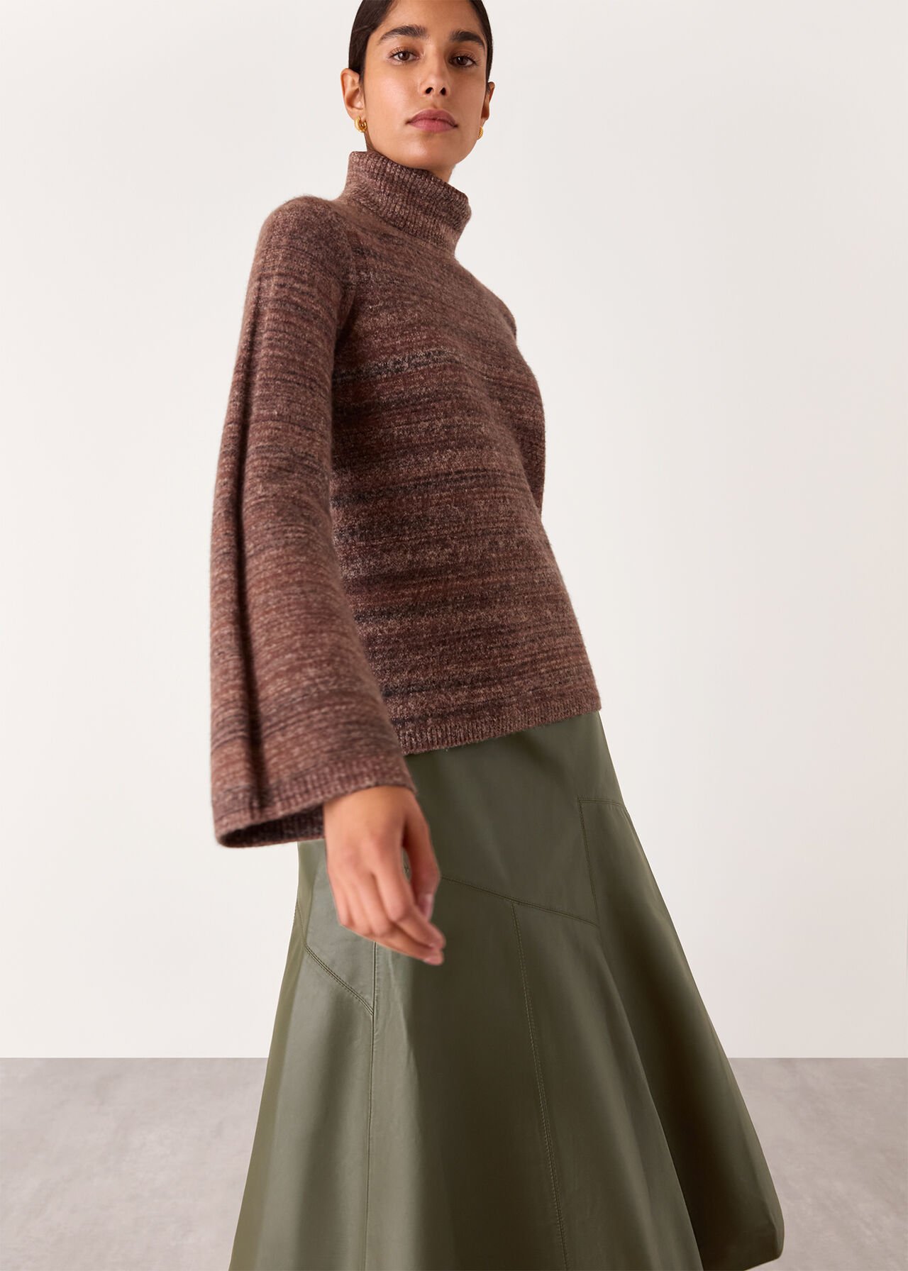 Zig Zag Panel Leather Skirt