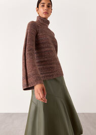 Zig Zag Panel Leather Skirt