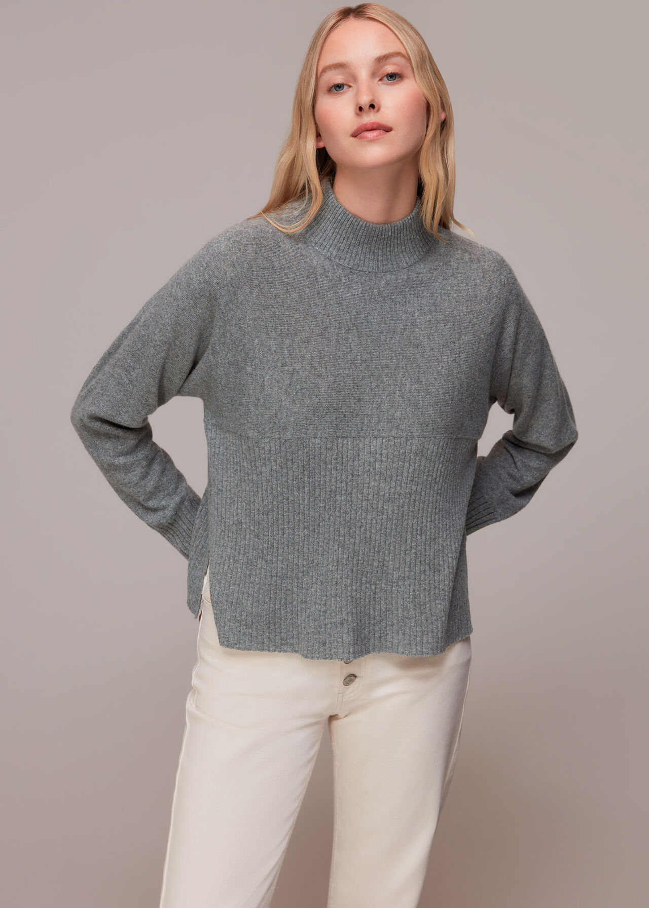 Ribbed Panel Cashmere Sweater