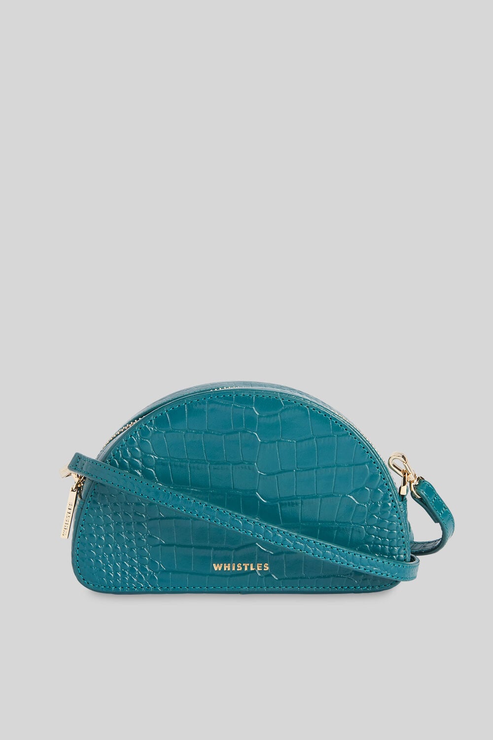 Jasmin Croc Half Moon Bag Teal