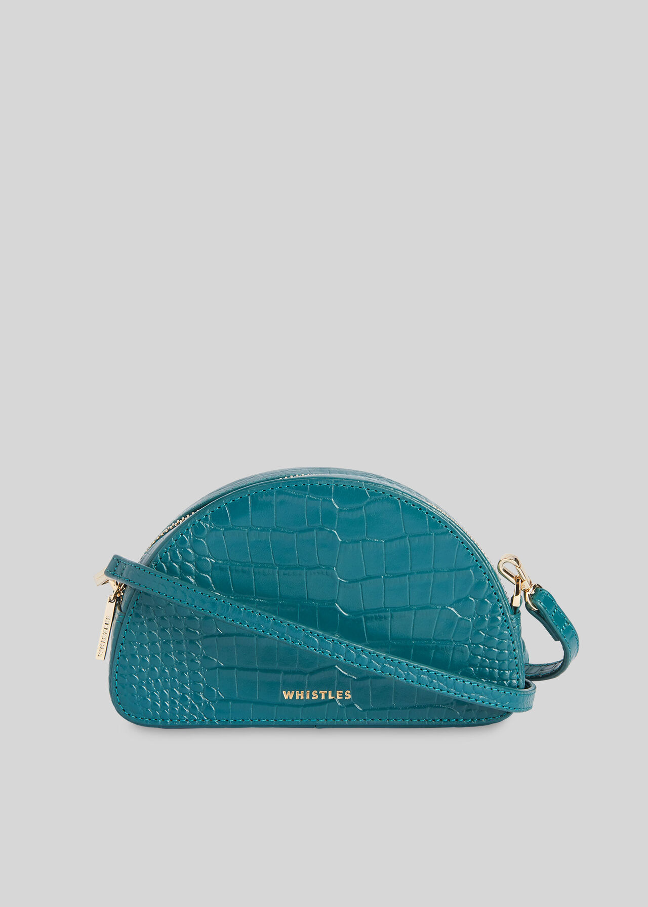 Jasmin Croc Half Moon Bag