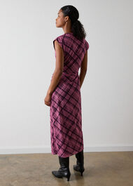 Check Mesh Midi Dress