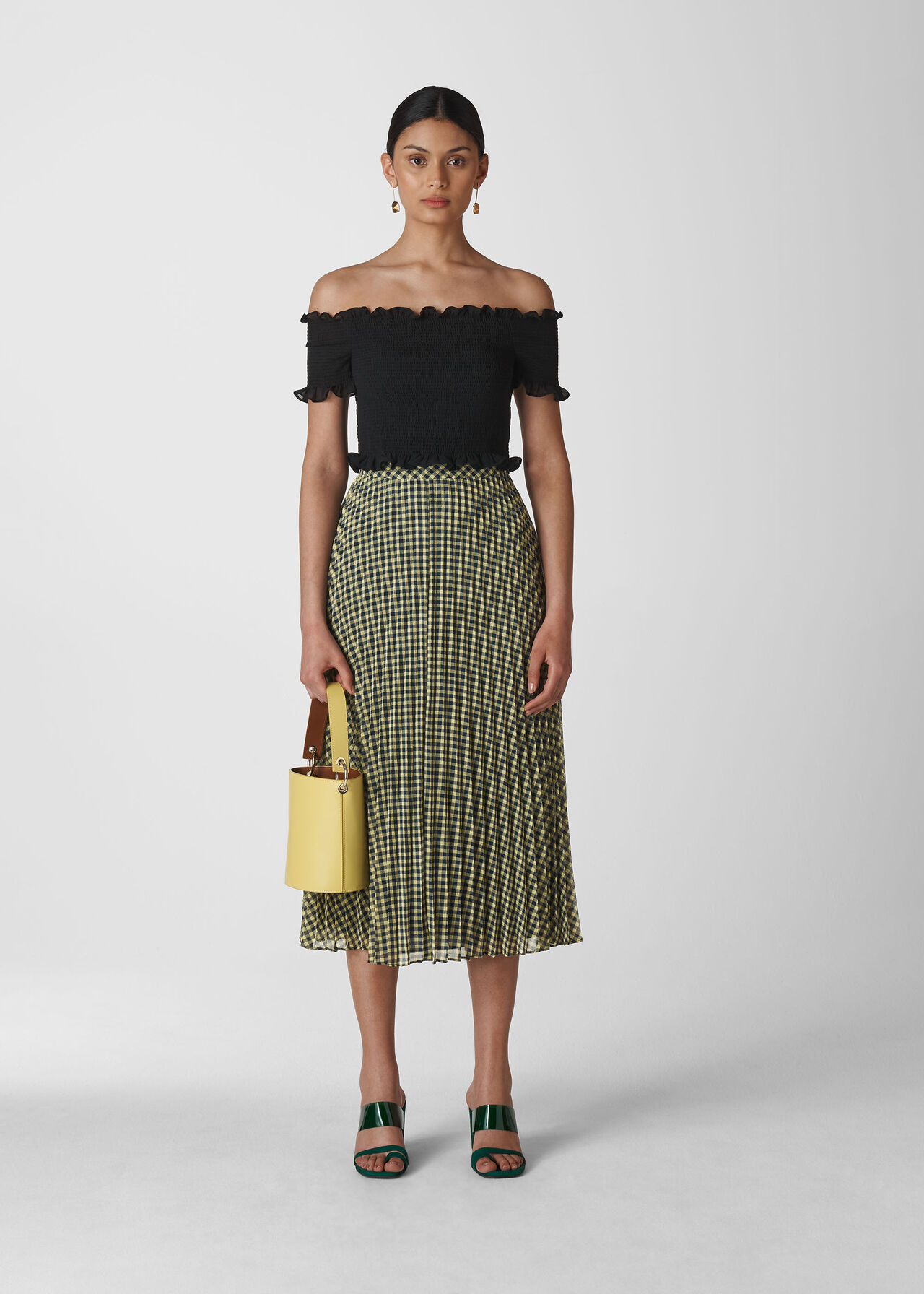 Gingham Pleated Skirt Navy/Multi