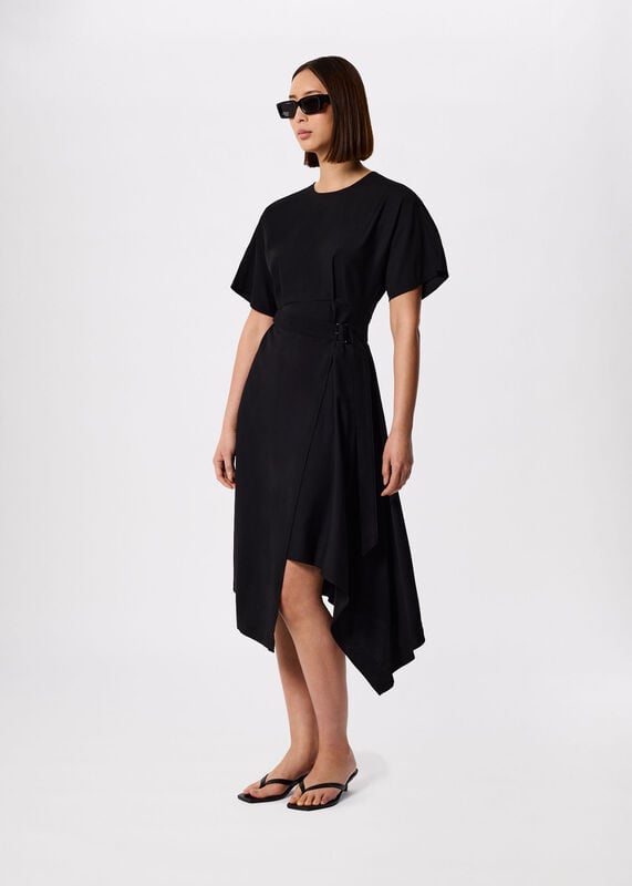 Black Asymmetric Open Back Dress