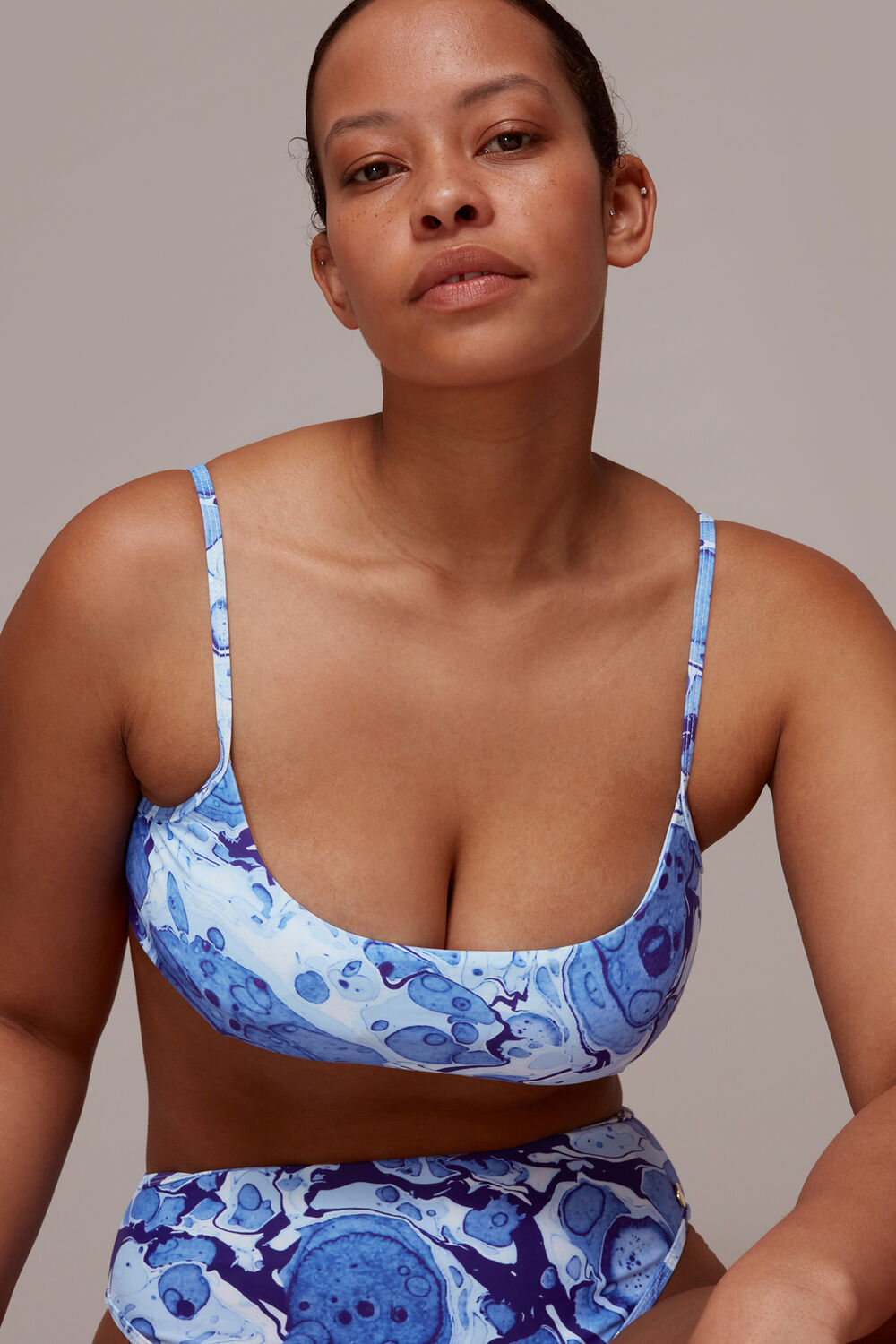 Marble Print Bikini Top