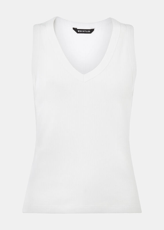 White Ellis V Neck Jersey Vest