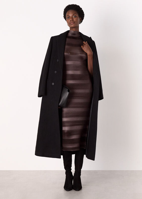 Brown Sleeveless Plisse Midi Dress