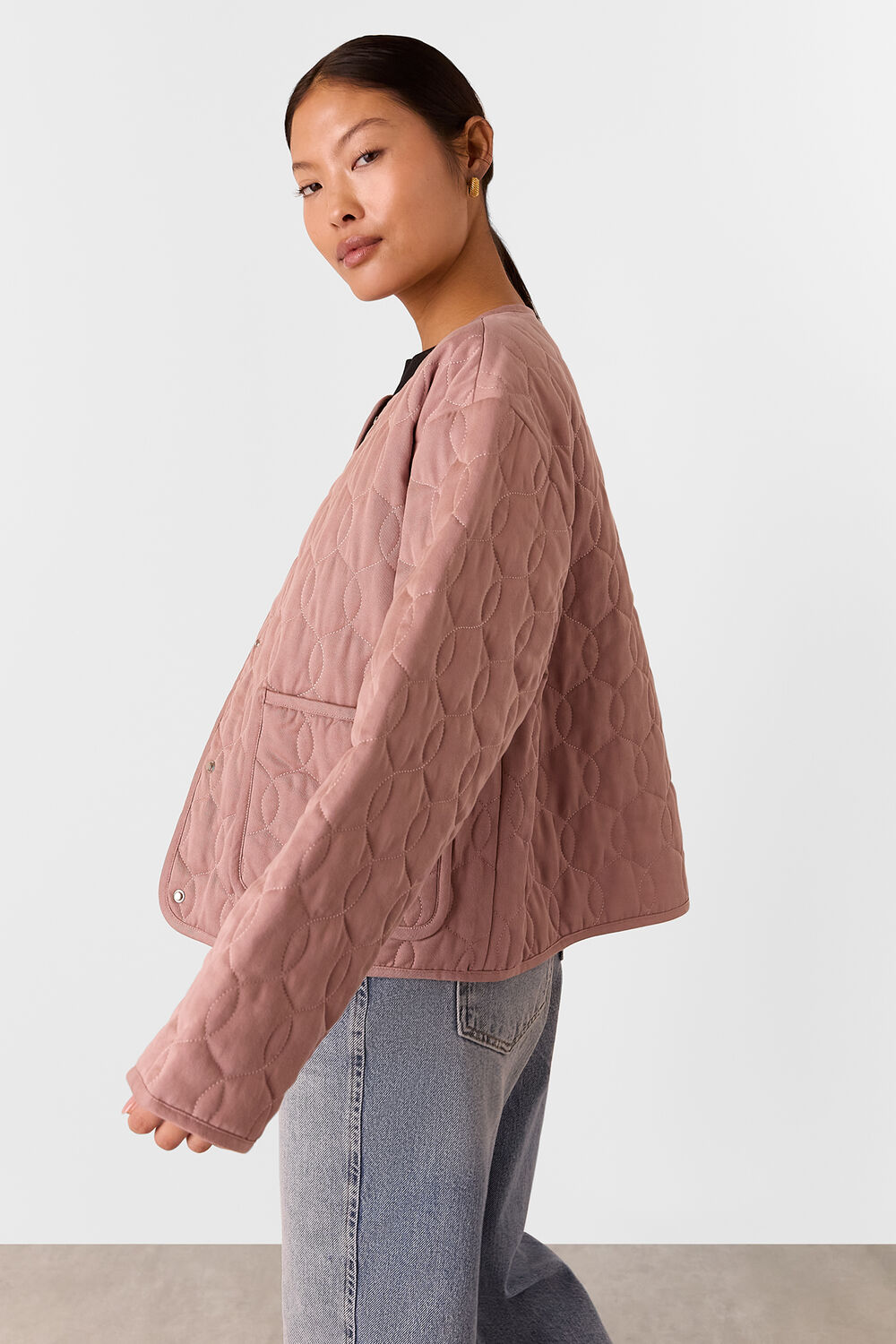 Dusty Pink Petite Maya Cotton Quilted Jacket