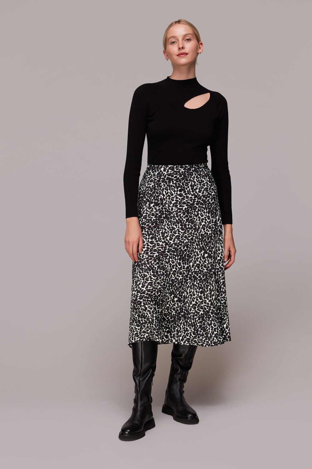 Shadow Leopard Bias Cut Skirt