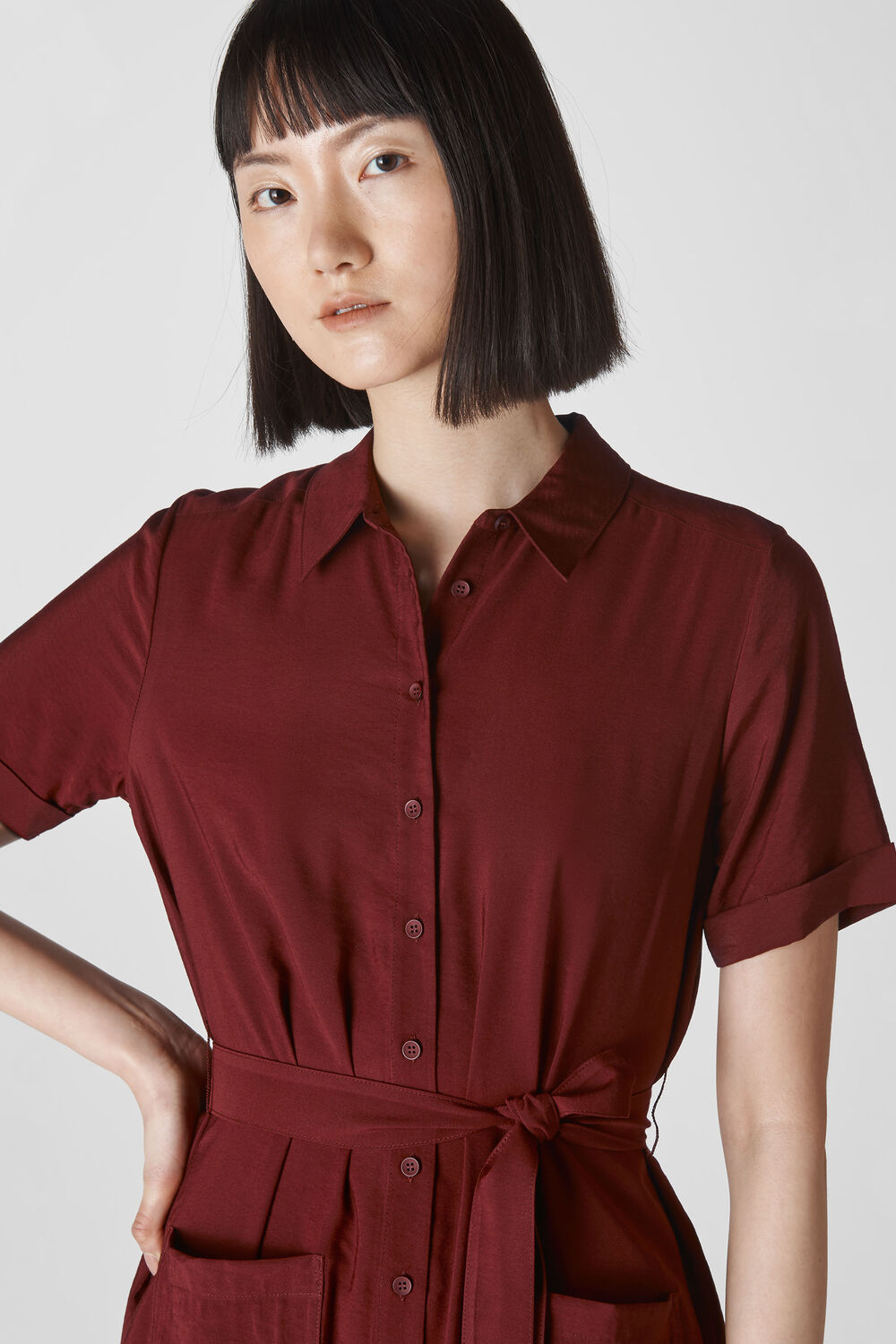 Montana Longline Shirt Dress Burgundy