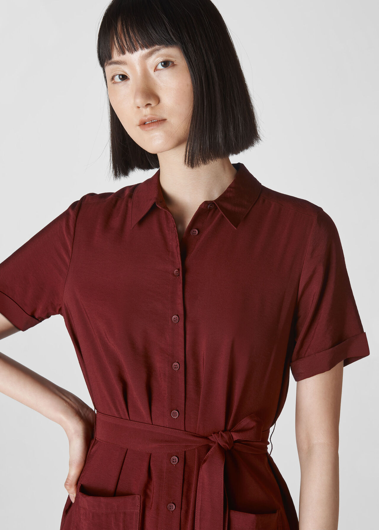 Montana Longline Shirt Dress Burgundy