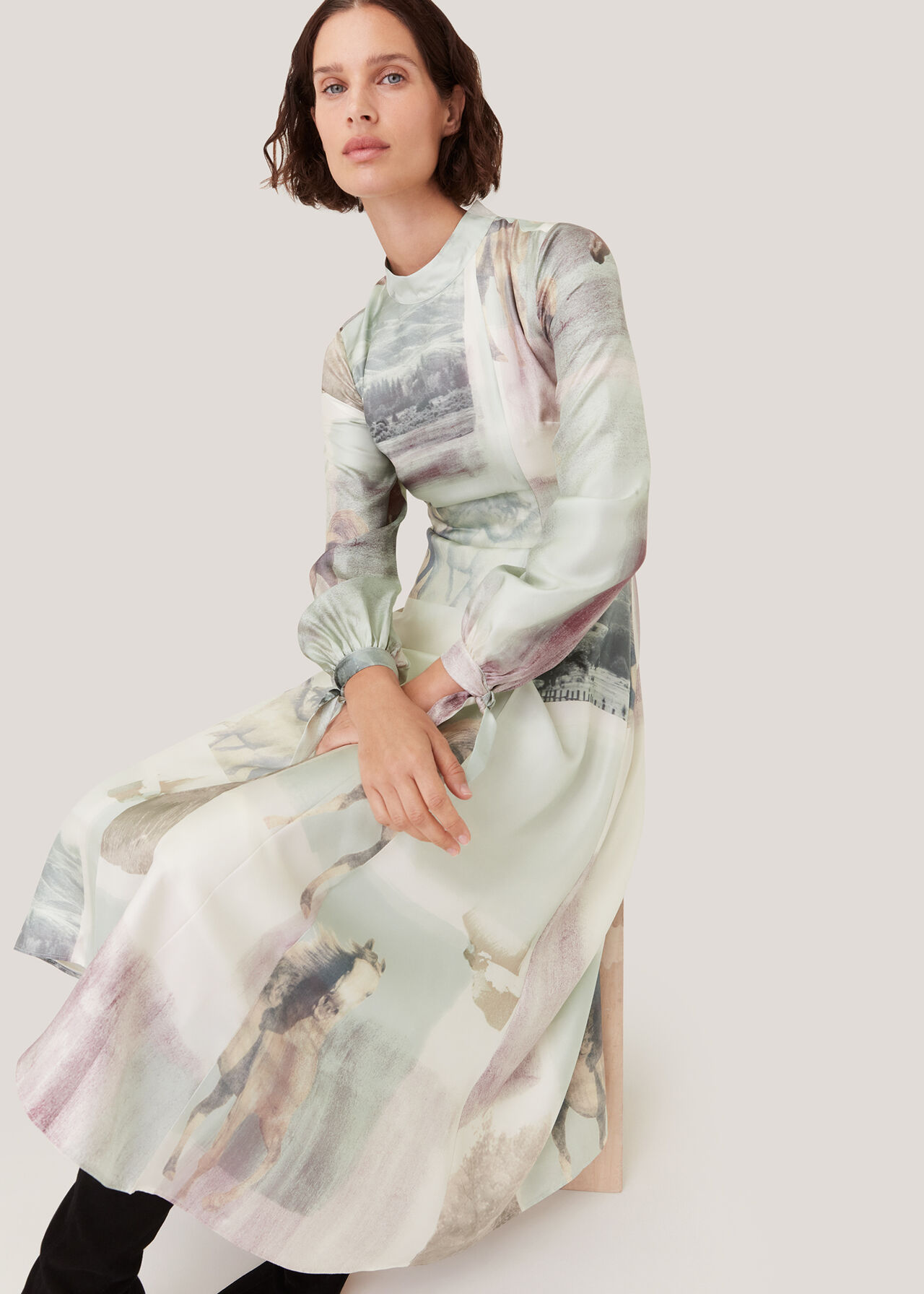 Wild Horse Print Silk Dress