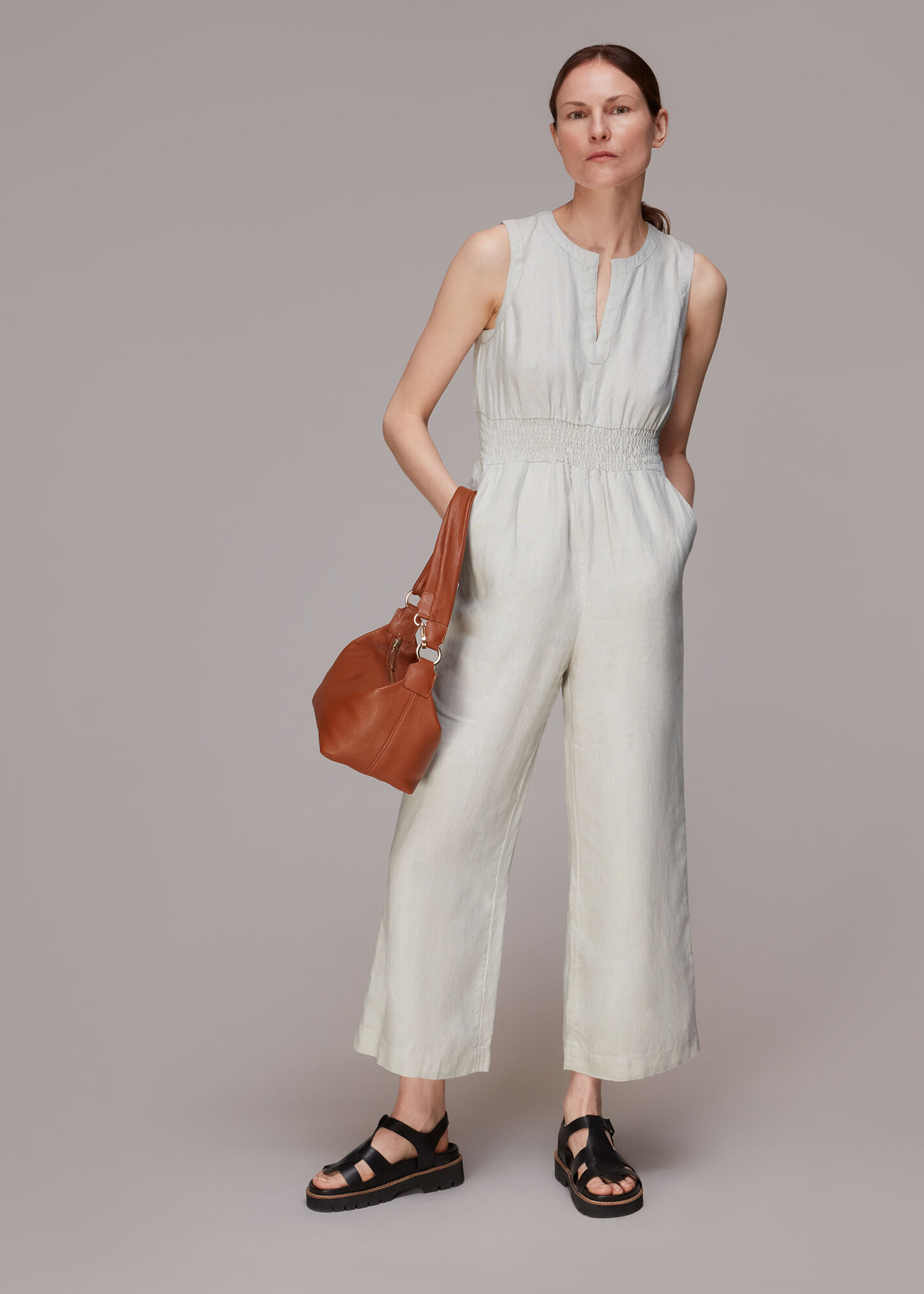 Linen jumpsuit hot sale