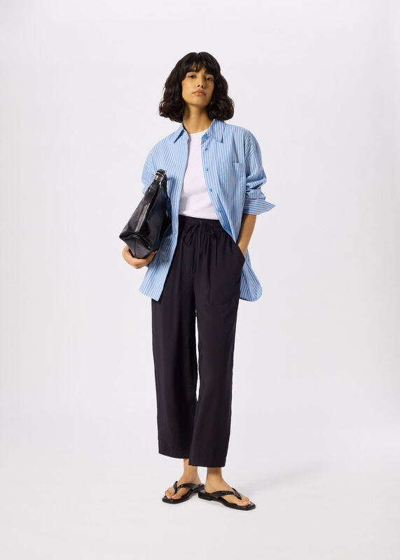 Black Petite Tie Waist Trouser