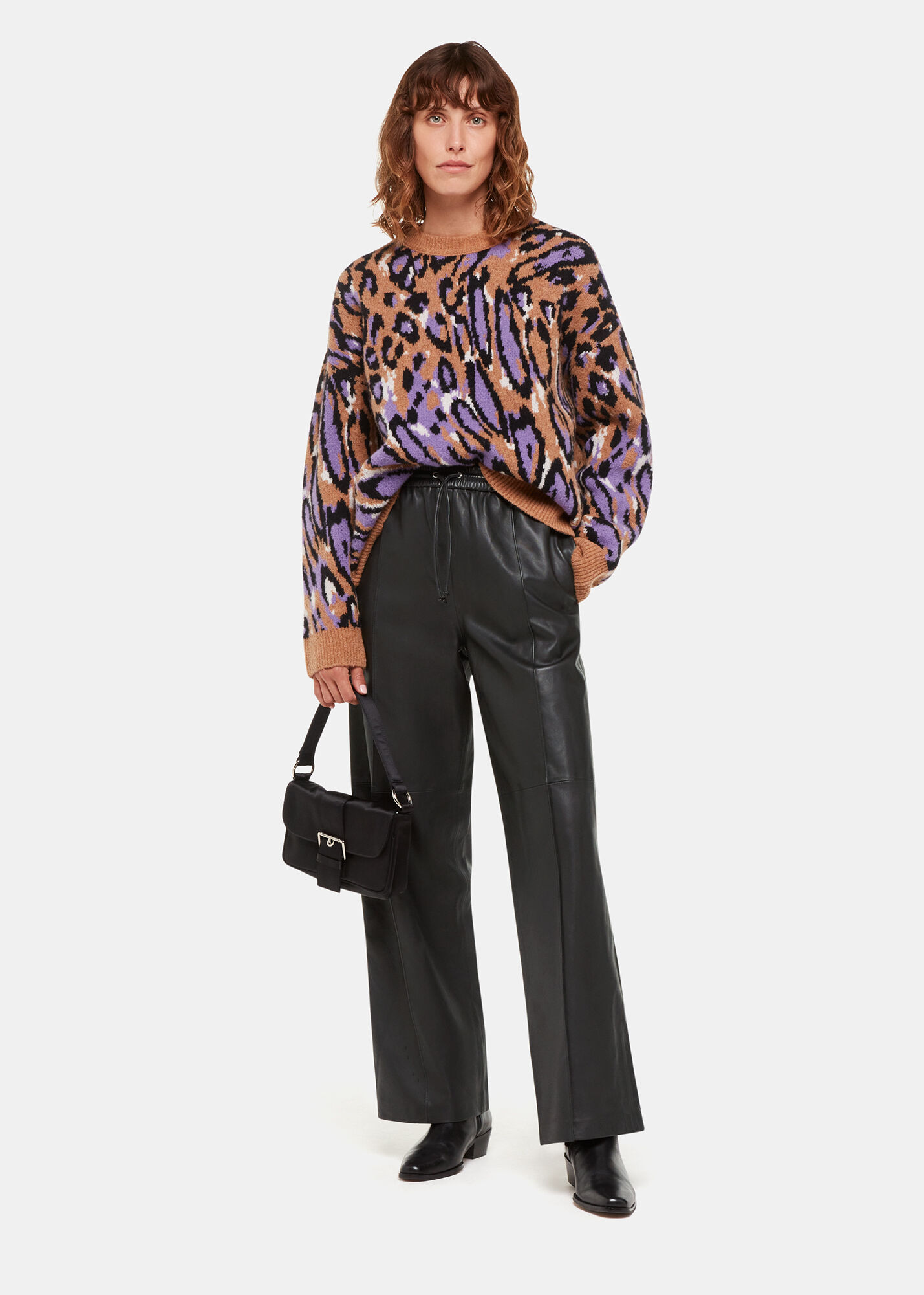Elasticated leather shop trousers