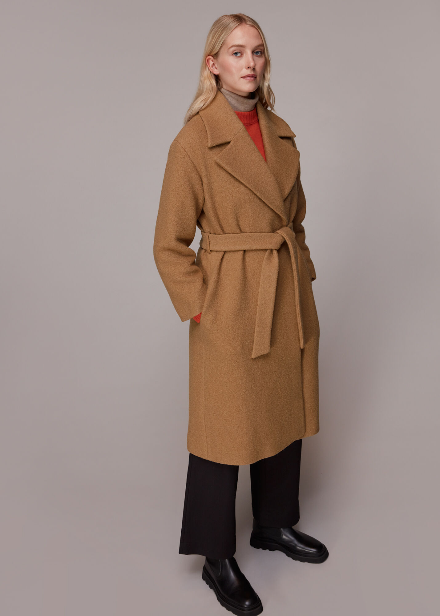 Camel wrap wool coat 2025
