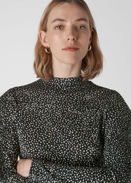 Mottled Spot Essential Top Black and White