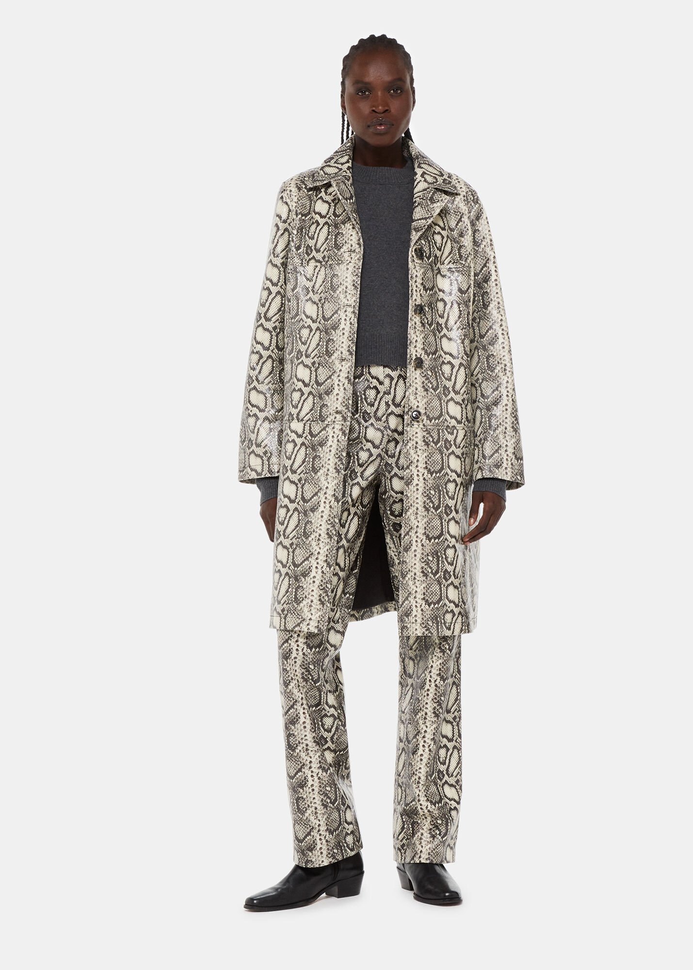 Multicolour Iyana Snake Print Leather Coat WHISTLES