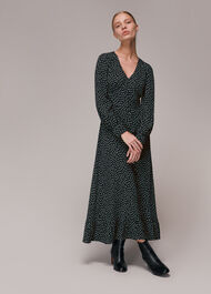 Stamp Spot Print Midi Dress