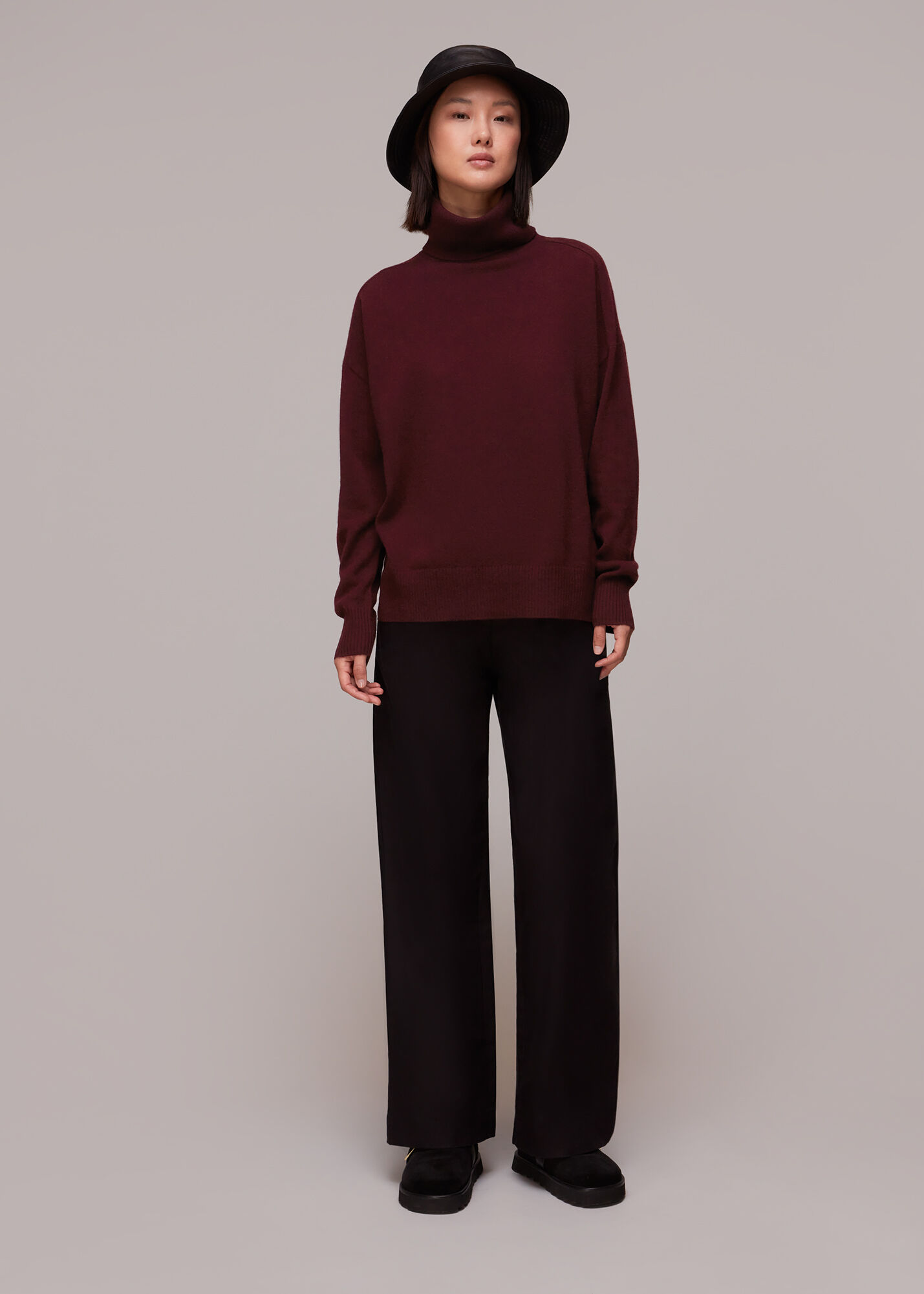 Ladies burgundy polo neck jumper shop