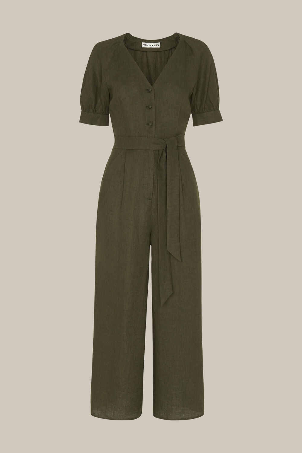 Nora Linen Jumpsuit Khaki